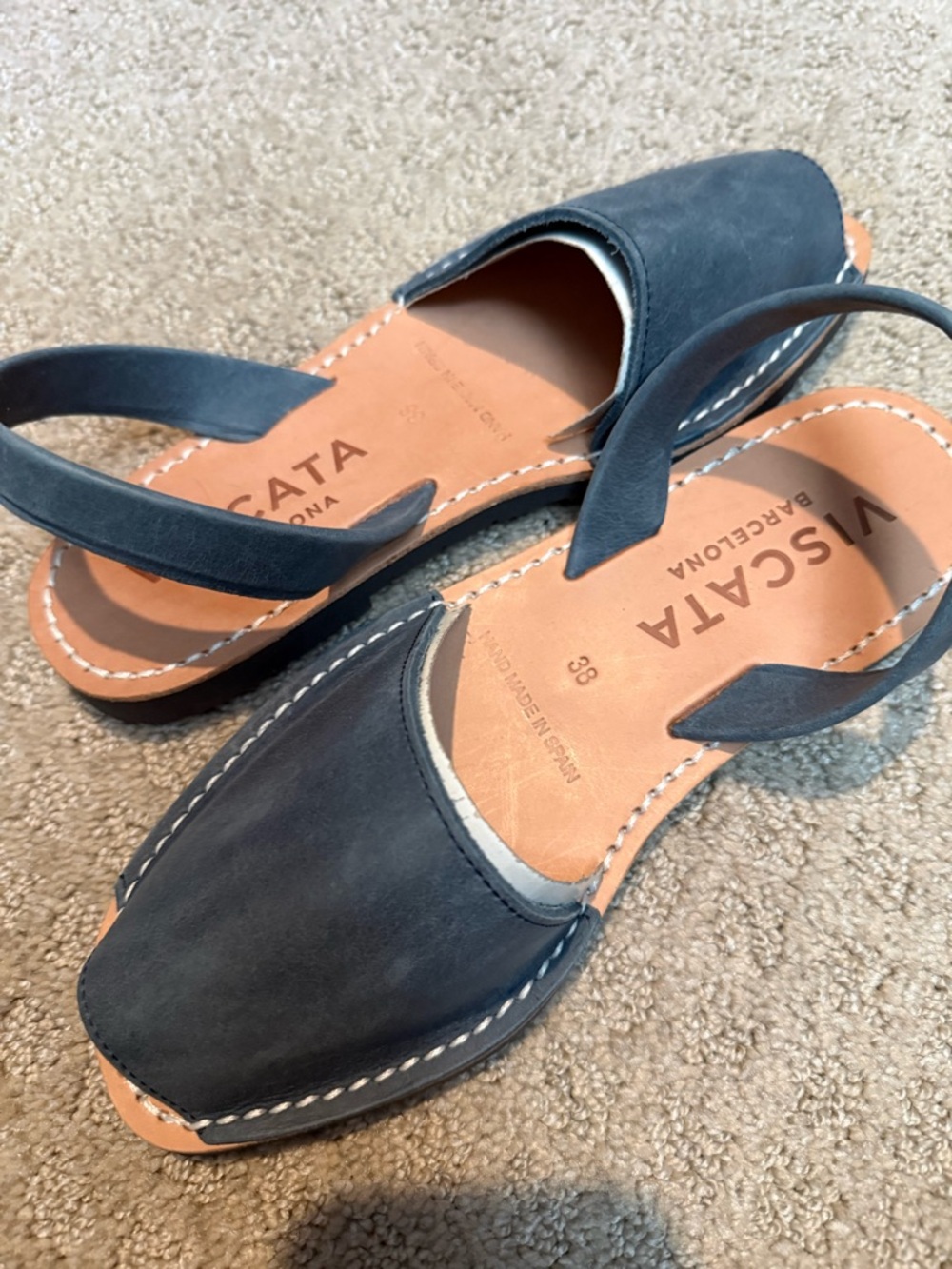 VISCATA Barcelona Women's Navy Leather Avarca Sandals